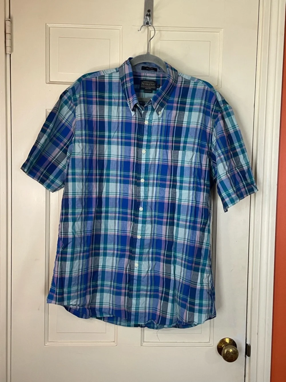 Seaside Pendleton Plaid Men Size XL Preppy Blue Pink Travel Beach Resort - Picture 7 of 7